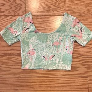 Flamingo Tropical Crop Top